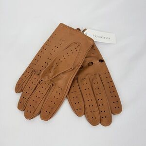 Harssidanzar Women’s size Large Cognac Lamb Skin Leather Driving Gloves New